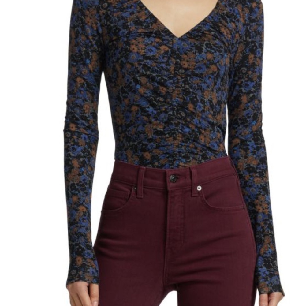 Veronica Beard Floral Long Sleeve Top